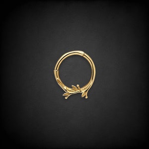14K Gold Scharnier Hoop Blatt Ohrring, Blatt Septum Ring, Daith Ring, Blatt Ring, Geschenk für sie, Geschenk für Mutter, Vatertagsgeschenk