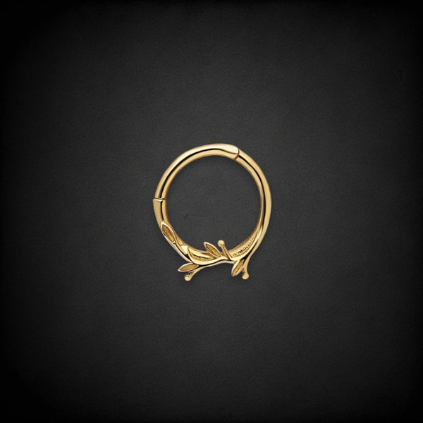 14K Gold Hinge Hoop Earring, Septum Ring, Daith Ring, Gift For Her, Gift For Mom