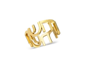 Sterling Silber Hebräischer Name Ring - Personalisierter Kundenspezifischer Schmuck