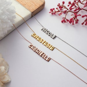 925K Sterling Silver Bubble Name Necklace, Balloon Name Necklace, Silver Name Necklace, 3d letters, Gift For Her, Bubble Font