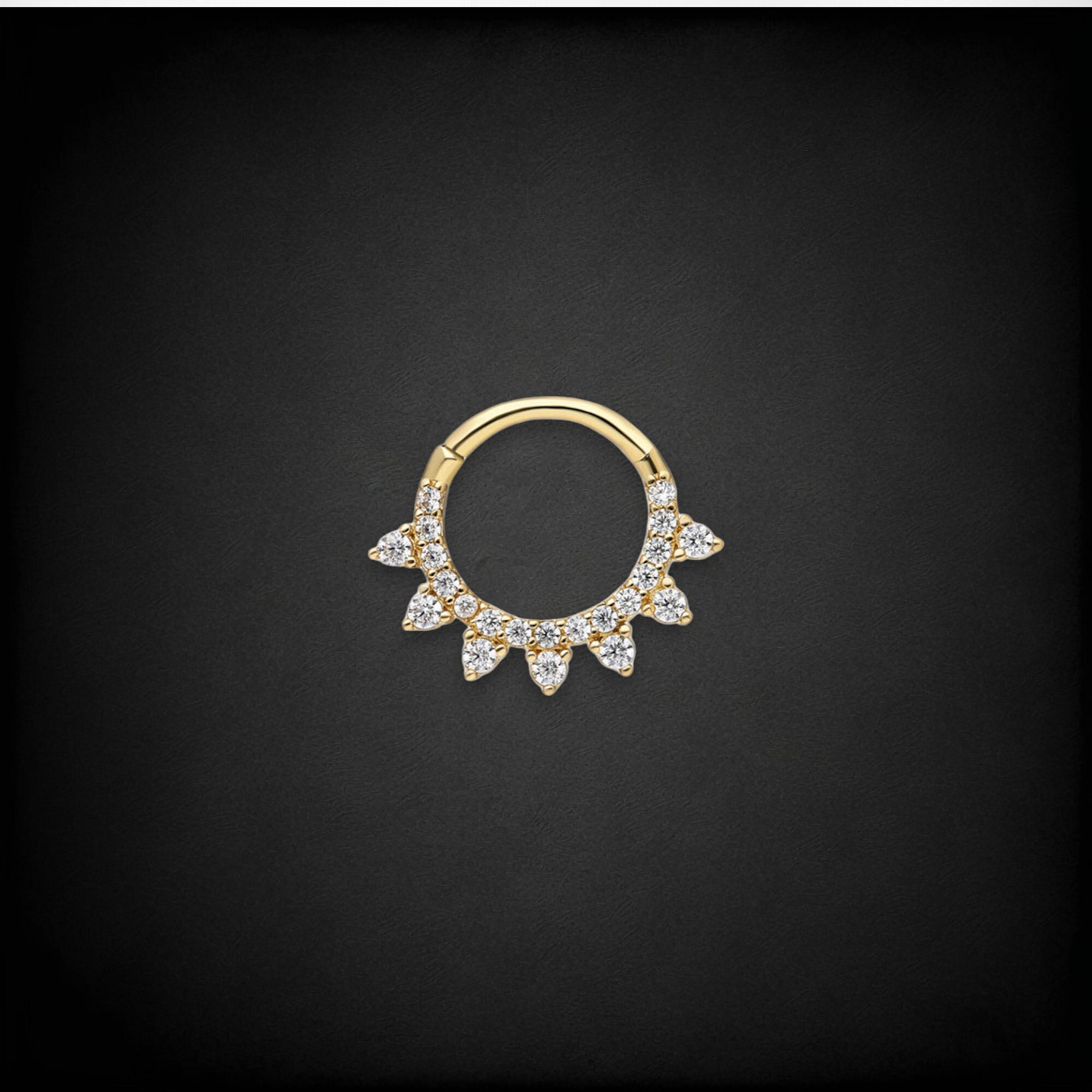 14K Gold Hinge Hoop Earring, Gold Septum Jewelry, Gold Daith Ring, Handmade Jewelry, Gift For Her, Gift For Mom