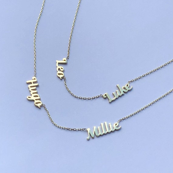 14K Solid Gold Two Name Necklace 