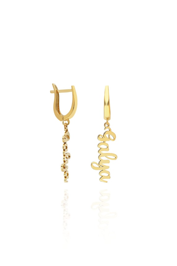 Sterling Silver Name Dangle Earrings: Personalized 925K Gold Filled