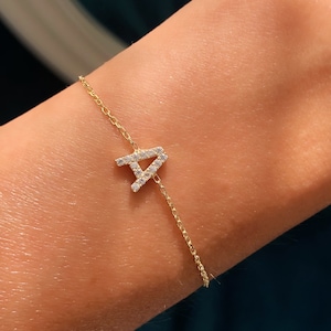 Sterling Silver Initial Bracelet, Custom Initial Bracelet, Custom Letter Bracelet, Personalized Letter Bracelet, Gift For Mom, Mothers Day