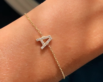 Sterling Silver Initial Bracelet, Custom Initial Bracelet, Custom Letter Bracelet, Personalized Letter Bracelet, Gift For Mom, Mothers Day