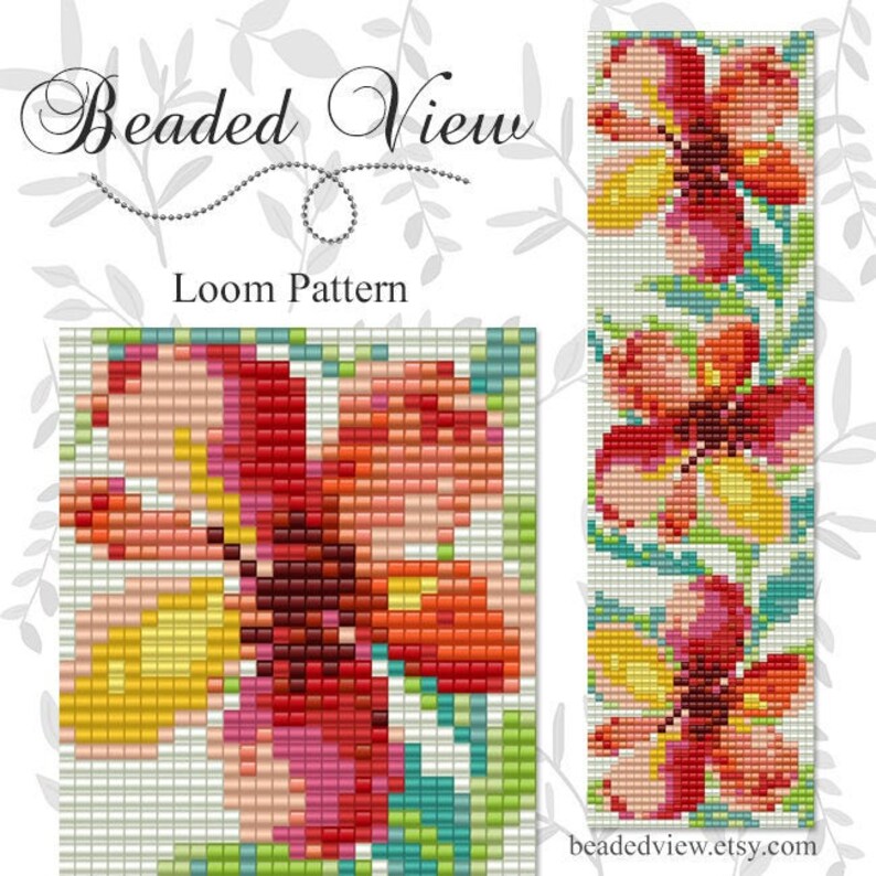 Loom Bead Pattern Beading Pattern Flower Bracelet Pattern Etsy