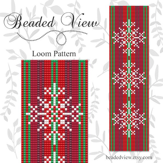 Loom Bead Pattern Beading Loom Pattern Christmas Bracelet Etsy