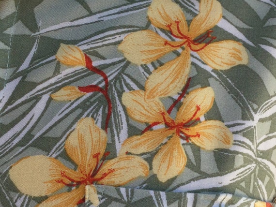Rayon Forest Green Star Orchid Aloha Shirt