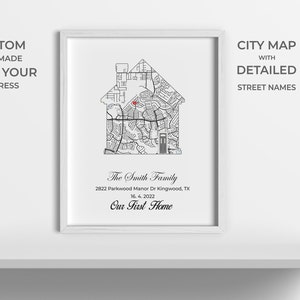 Housewarming Gift Personalized Home Map New House Map First Home Gift for Couple Home Sweet Home Personalized  Art Personalized Realtor Gift