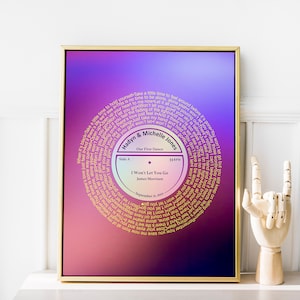 Any Song Lyrics Wall Art Print,  First Dance Song, Personalized Gift for Wife, Printable First Wedding Anniversary Gift for Husband