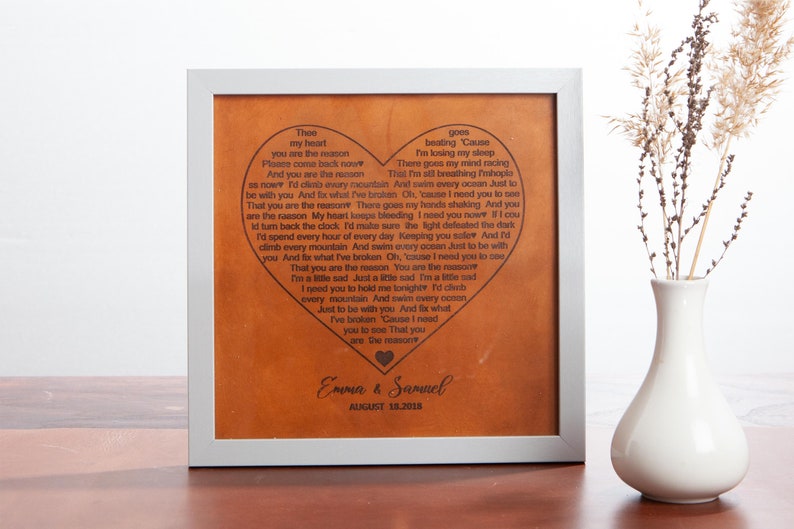 3rd anniversary gift First favorit dance song Personalized Leather engraving gift for wife Any Song lyrics, Third year wedding husband gift image 7