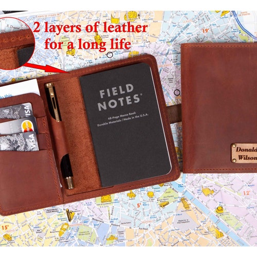 Field Notes Cover Leather Pocket Cover Travelers Notebook Etsy
