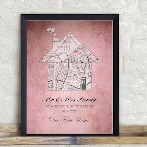 Personalized housewarming gift Our first home cuctom map Home Sweet Home House Map Personalized Realtor Gift