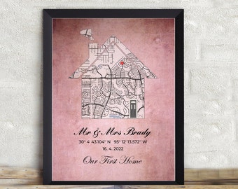 Personalized housewarming gift Our first home cuctom map Home Sweet Home House Map Personalized Realtor Gift