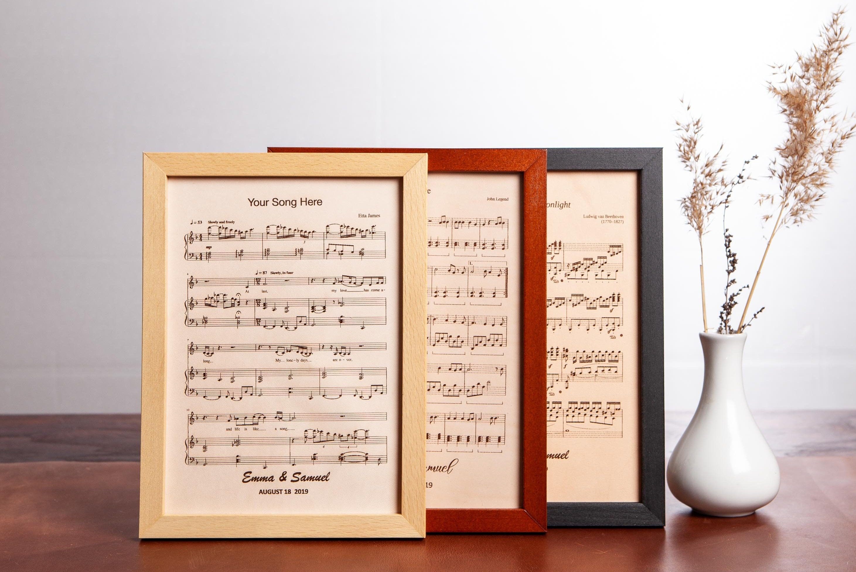 Personalized vintage leather sheet music organizer binder cover