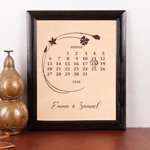 Third  anniversary gift for him Leather  engraved date picture Gift idea for men, wife, couples, 3rd wedding anniversary