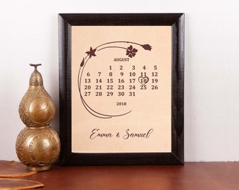 Third  anniversary gift for him Leather  engraved date picture Gift idea for men, wife, couples, 3rd wedding anniversary