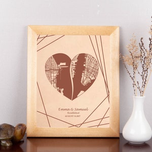 Cadeau du 3e anniversaire Cadeau d’anniversaire en cuir Heart Map Long Distance Relationship Gift Three Years Personalized Wedding Gifts
