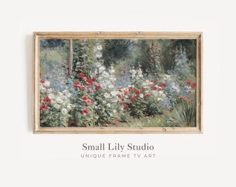 FRAME TV Art Red White and Blue Flower Garden, 4th of July Samsung Frame TV Art, Independence Day tv Art, Memorial Day Artwork | TV1278