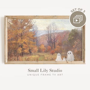 Samsung FRAME TV Ghost family in vintage landscape, Fall colors tv art, Halloween Frame tv art, Autumn spooky painting art download | TV81