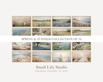 Spring & Summer FRAME TV Art Bundle of 16, Samsung Frame tv art Spring Floral Landscapes set, Coastal tv art screensaver slideshow | TV740