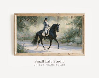 FRAME TV Art Horse Riding, Samsung Frame TV Art Summer Sports, Vintage Style Equestrian Dressage Artwork | TV1289