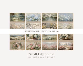Spring FRAME TV Art Bundle of 16, Samsung Frame Tv Art Floral Landscapes Set, Vintage Style Flower Paintings Tv Screensaver | TV1233