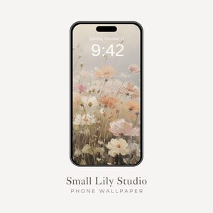 Dreamy Floral Phone Wallpaper, Abstract Flowers iPhone Wallpaper, Aesthetic Samsung Galaxy Phone Background, Vintage Style Painting | WP054
