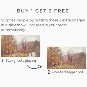 Samsung FRAME TV Famiglia fantasma di 4 persone in un paesaggio vintage, grafica autunnale per TV Frame, grafica spettrale per Halloween, download di grafica autunnale per TV / TV117 immagine 4