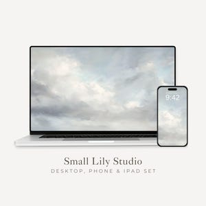 Abstract Clouds Desktop Wallpaper Set, Cloudy Sky Phone Wallpaper, Relaxing iPhone Wallpaper, iPad Background Vintage Style | WS045