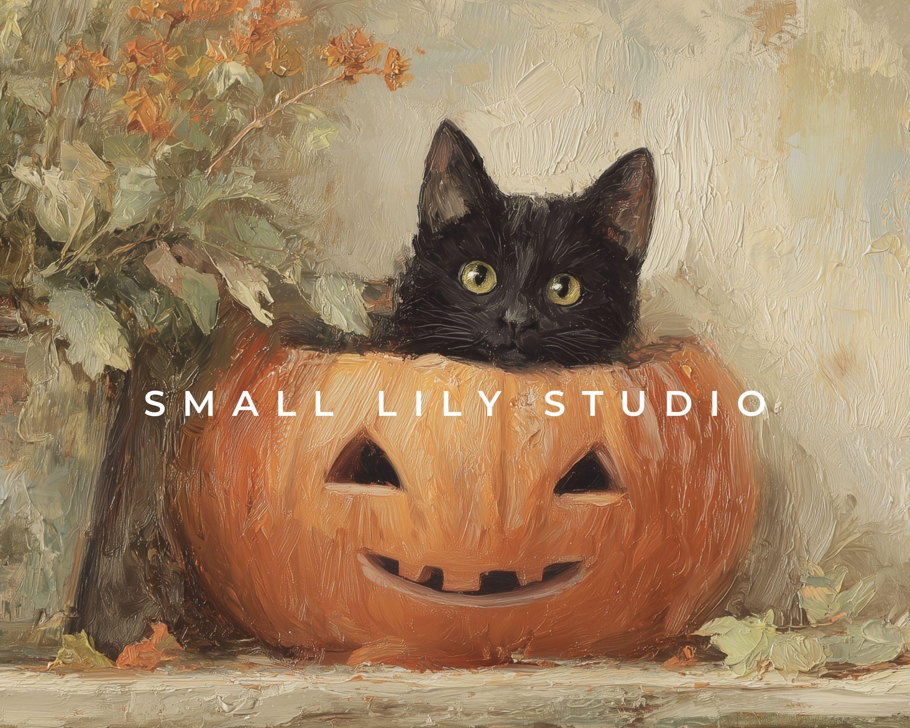 ハロウィンの黒猫ジャック・オー・ランタンフレームTVアート3点セット