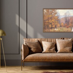 Samsung FRAME TV Famiglia fantasma di 4 persone in un paesaggio vintage, grafica autunnale per TV Frame, grafica spettrale per Halloween, download di grafica autunnale per TV / TV117 immagine 6