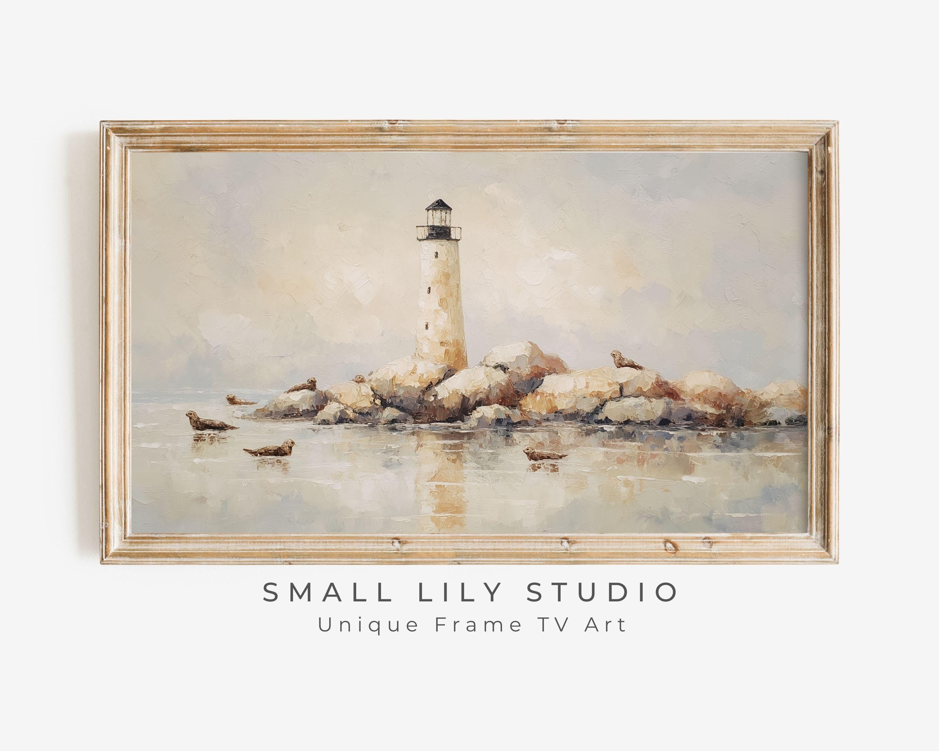 フレームテレビアート「灯台とアザラシ」、Samsungフレームテレビ