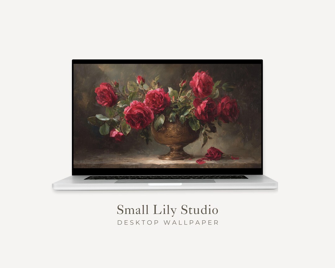 Red Roses Desktop Wallpaper, Romantic MacBook Wallpaper, Moody ...