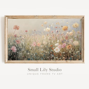 FRAME TV art Summer wildflowers, Samsung Frame tv art field of flowers, Spring country farmhouse cottage tv art vintage style | TV343