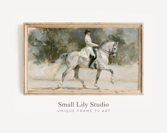 FRAME TV Art Horse Riding, Samsung Frame TV Art Summer Sports, Vintage Style Equestrian Dressage Artwork | TV1288