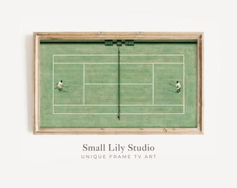 FRAME TV Art Tennis Court, Samsung Frame TV Art Summer Sports, Vintage Style Tennis Players Artwork | TV1285