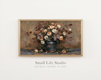 FRAME TV Art Moody Fall Botanicals, Samsung Frame TV Art Autumn Florals, Vintage Style Flowers Still Life Painting | TV1380