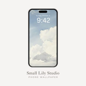 Watercolor Clouds Phone Wallpaper, Blue Sky iPhone Wallpaper, Vintage Style Painting Samsung Galaxy Phone Background Relaxing | WP024