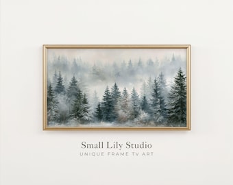 FRAME TV Art Forest in Fog, Winter Samsung Frame TV Art, Aesthetic tv screensaver | TV1459