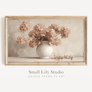FRAME TV art Fall Hydrangeas, Muted Floral Samsung Frame TV art, Vintage Style Floral Painting, Rustic earthy tv screensaver | TV919