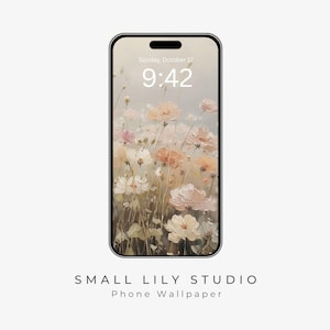 Dreamy Floral Phone Wallpaper, Abstract Flowers iPhone Wallpaper, Aesthetic Samsung Galaxy Phone Background, Vintage Style Painting | WP054