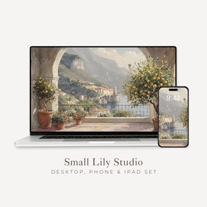 Fondos de pantalla mediterráneos para escritorio, fondos de pantalla de la costa de Amalfi para teléfono, fondos de pantalla de verano italiano para iPhone, fondo de limonero italiano para iPad / WS022