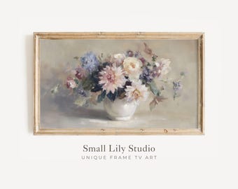 FRAME TV Art Pastel Flower Bouquet, Spring Samsung Frame TV Art, Vintage Style Floral Painting, Mother's Day Flowers Artwork | TV1256