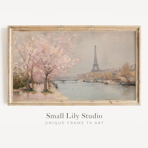 FRAME TV art Spring in Paris, Pink Floral Samsung Frame tv art, Cherry Blossoms Spring TV screensaver, Springtime in France artwork  | TV751
