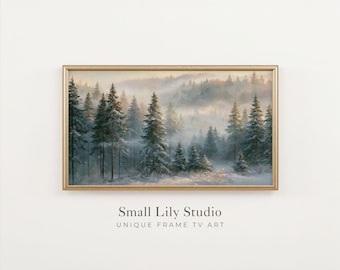 FRAME TV Art Dreamy Pine Tree Forest, Winter Samsung Frame TV Art, Aesthetic tv screensaver | TV1458