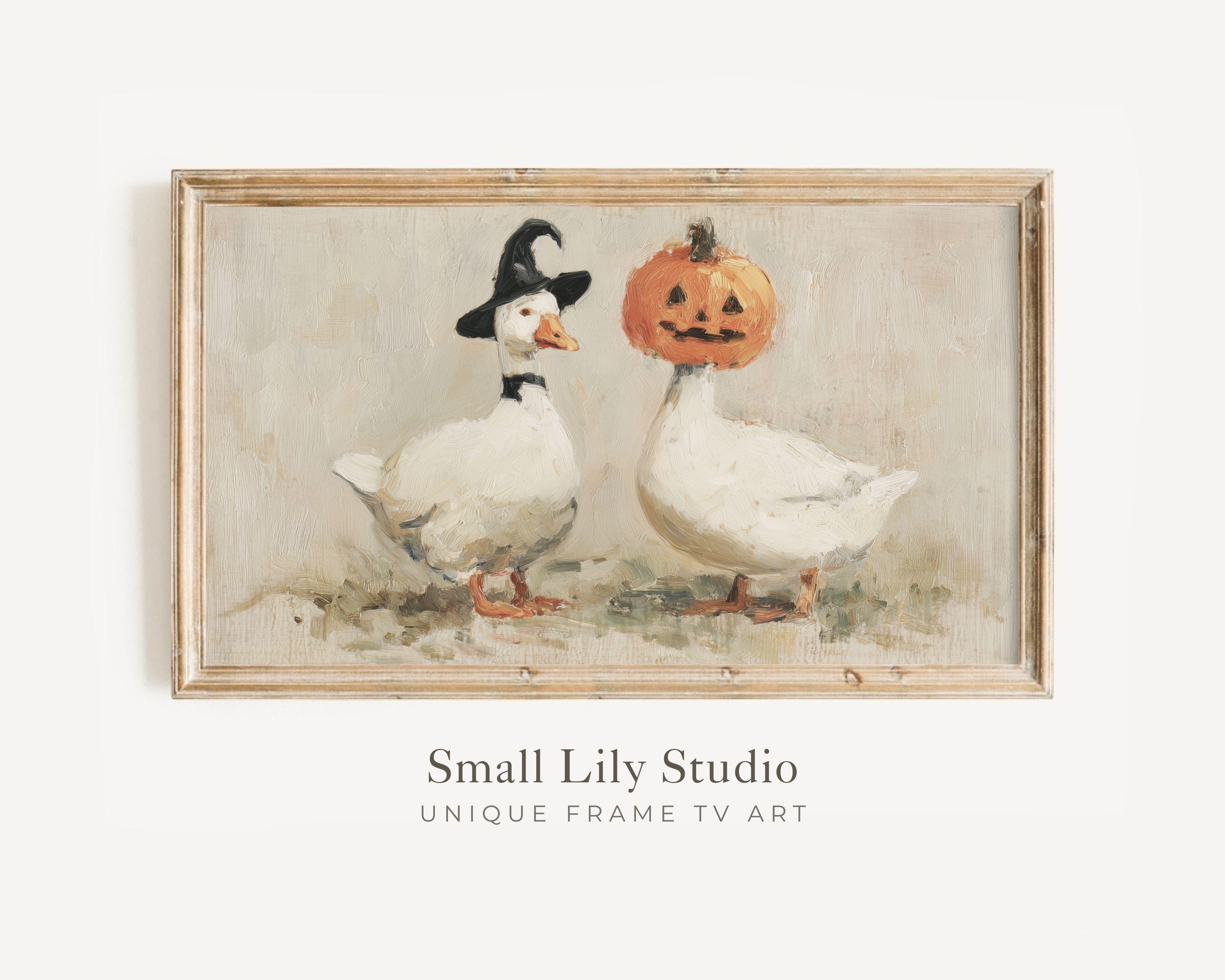 FRAME TV Art Silly Goose Pumpkin Head, Halloween Samsung Frame TV