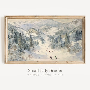 FRAME TV art déco Ski dans les Alpes, Samsung Frame art TV hiver vintage Peinture | TV1024