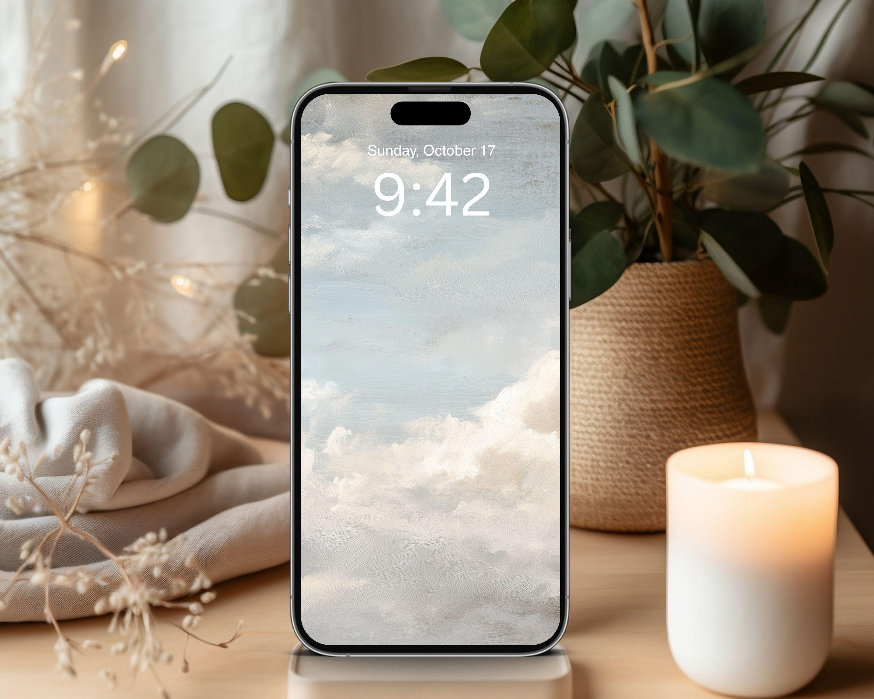 Dreamy Clouds Desktop Wallpaper Set, Cloudy Blue Sky Phone Wallpaper