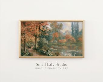 FRAME TV Art Park in Fall, Samsung Frame TV Art Autumn Landscape, Vintage Impressionist Style Painting | TV1440